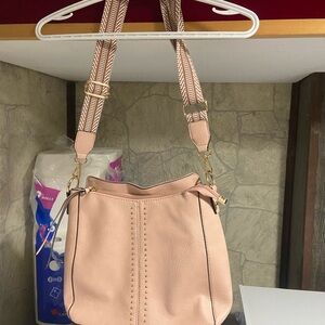 Montana West Blush Pink Pebbled Shoulder Bag with Rose Gold hardware